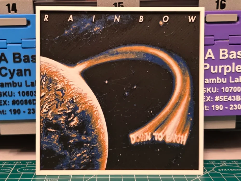 Rainbow "Down to Earth" Album - Hueforge Art by Lumpy3D HueForge model: Rainbow "Down to Earth" Album - Hueforge Art by Lumpy3D