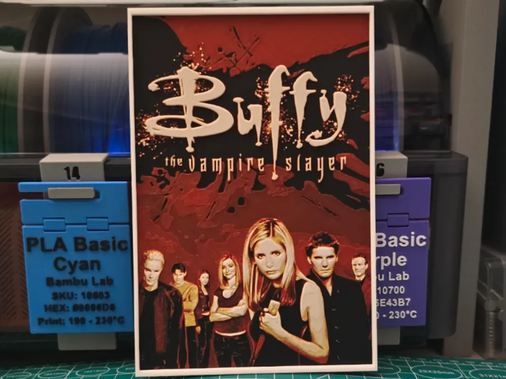 Buffy the Vampire Slayer Poster - Hueforge Art by Lumpy3D HueForge model: Buffy the Vampire Slayer Poster - Hueforge Art by Lumpy3D