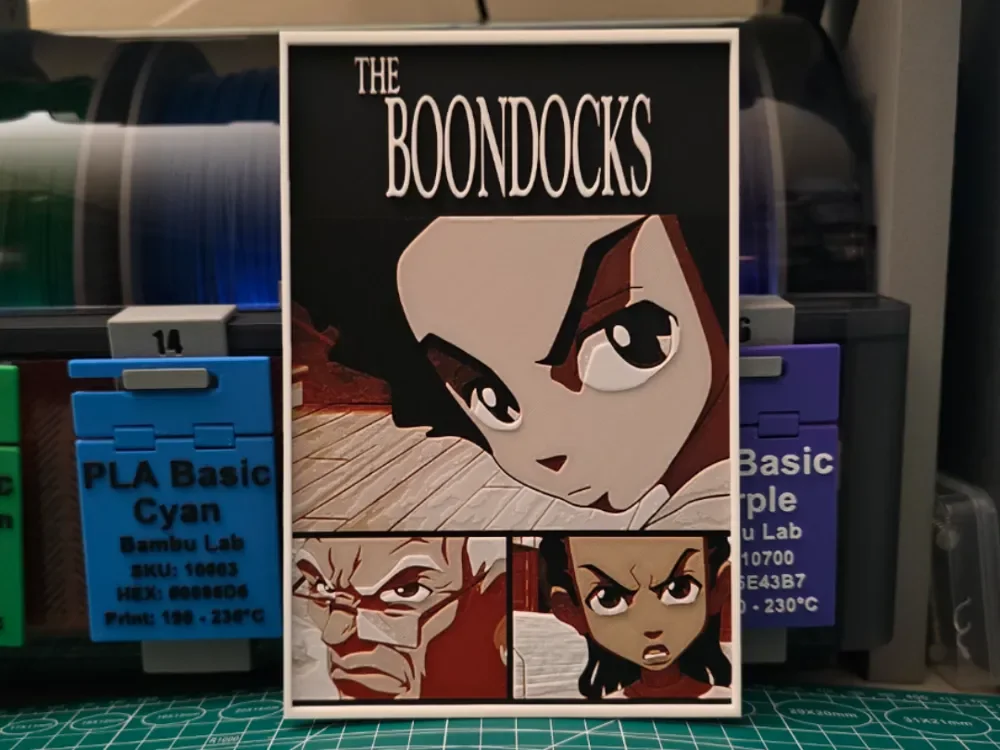 The Boondocks Poster - Hueforge Art by Lumpy3D HueForge model: The Boondocks Poster - Hueforge Art by Lumpy3D