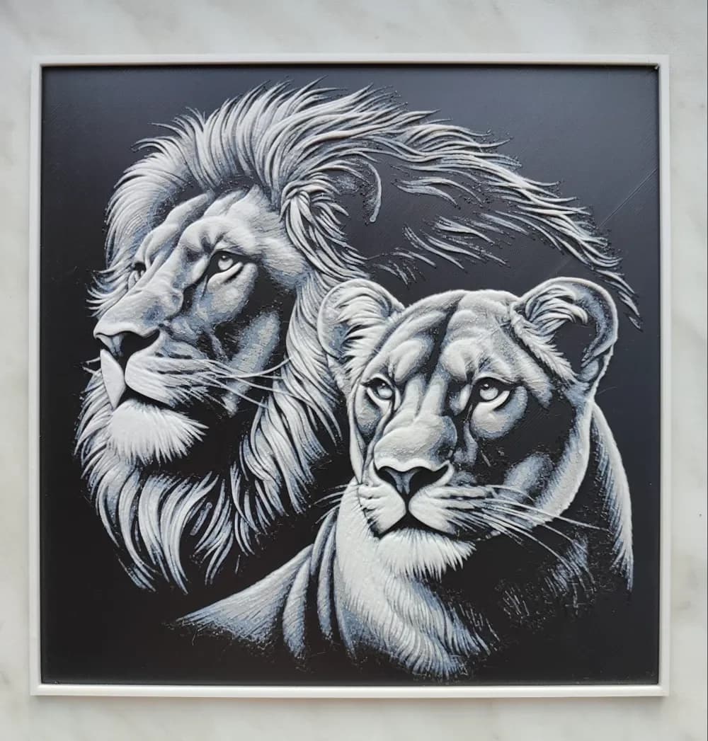 HueForge model: Lion and Lionnes - Hueforge by BeaN