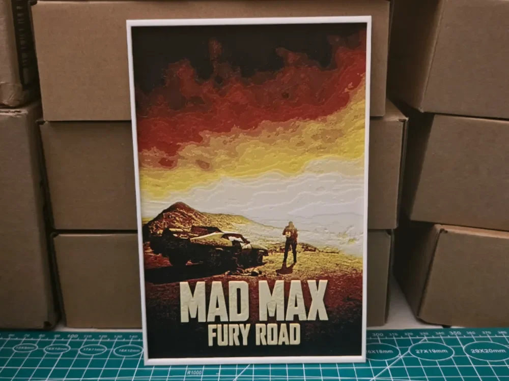 Mad Max Fury Road Movie Poster - Hueforge Art by Lumpy3D HueForge model: Mad Max Fury Road Movie Poster - Hueforge Art by Lumpy3D