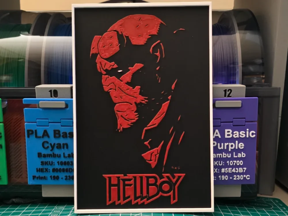 Hellboy Movie Poster - Hueforge Art by Lumpy3D HueForge model: Hellboy Movie Poster - Hueforge Art by Lumpy3D