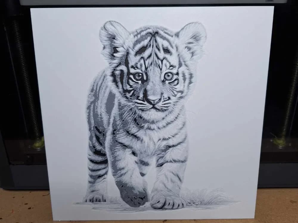 Black and white - Tiger cub - 2 colours - hueforge by 3dGlow HueForge model: Black and white - Tiger cub - 2 colours - hueforge by 3dGlow