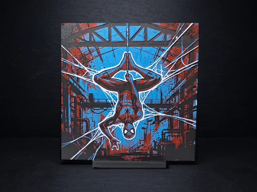Spiderman Web Hang - Hueforge Wall Art by LED HueForge model: Spiderman Web Hang - Hueforge Wall Art by LED