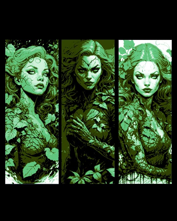 Fan Art Set of 3 Bookmarks - DC Comic Character Art of Poison Ivy Fan Art Set of 3 Bookmarks - DC Comic Character Art of Poison Ivy