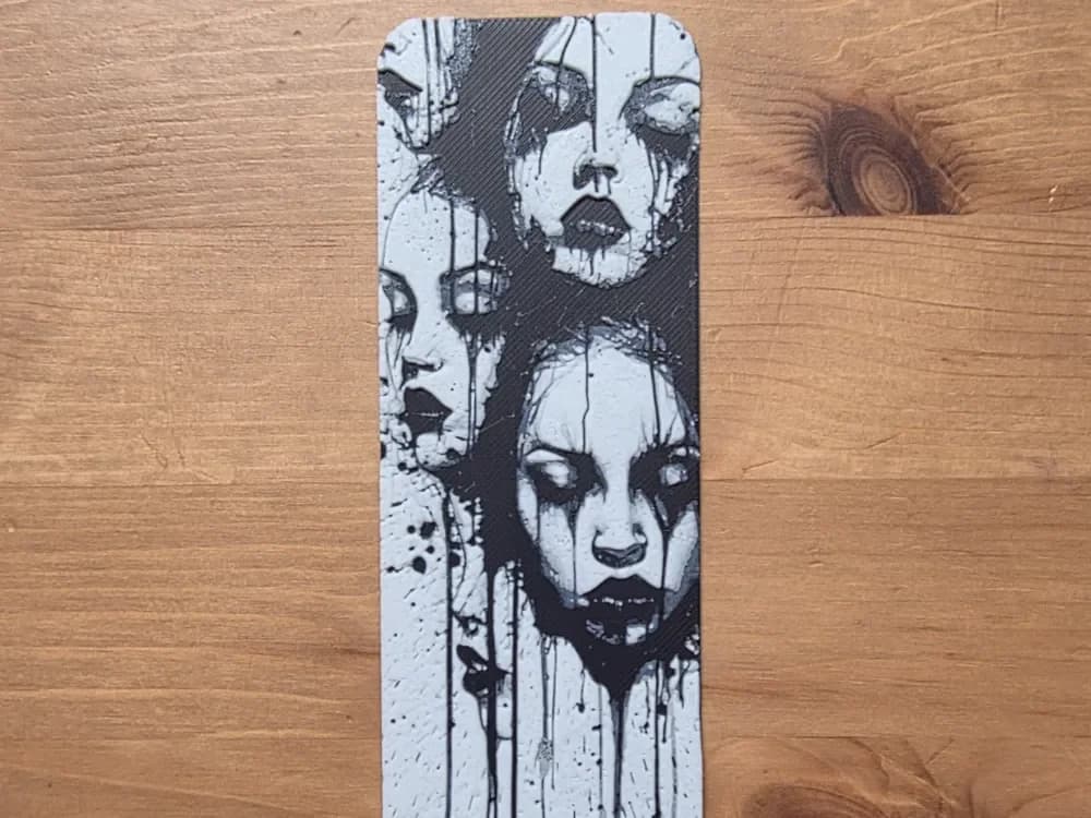 3 creepy Girls Bookmark by Morganja HueForge model: 3 creepy Girls Bookmark by Morganja