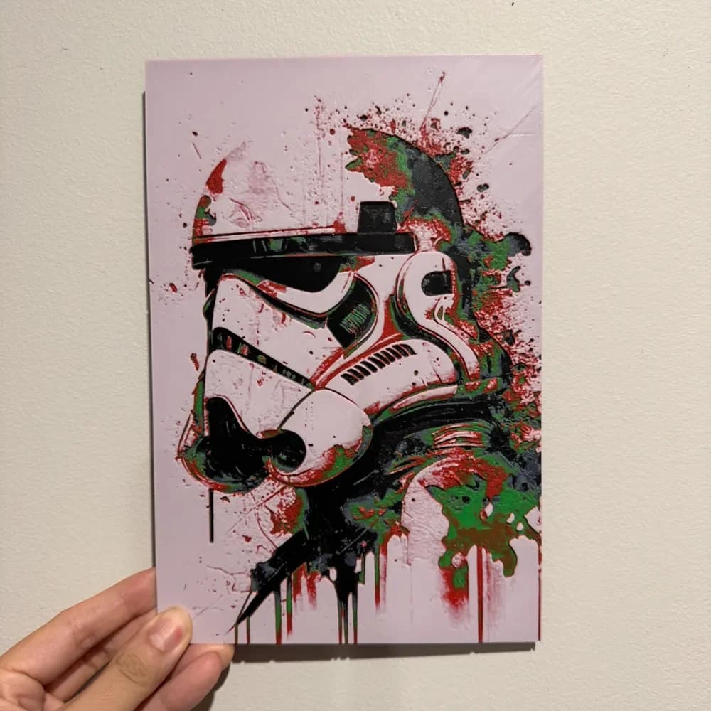 Stormtrooper Christmas Splatter Art - HueForge Print by cyanidesugar HueForge model: Stormtrooper Christmas Splatter Art - HueForge Print by cyanidesugar