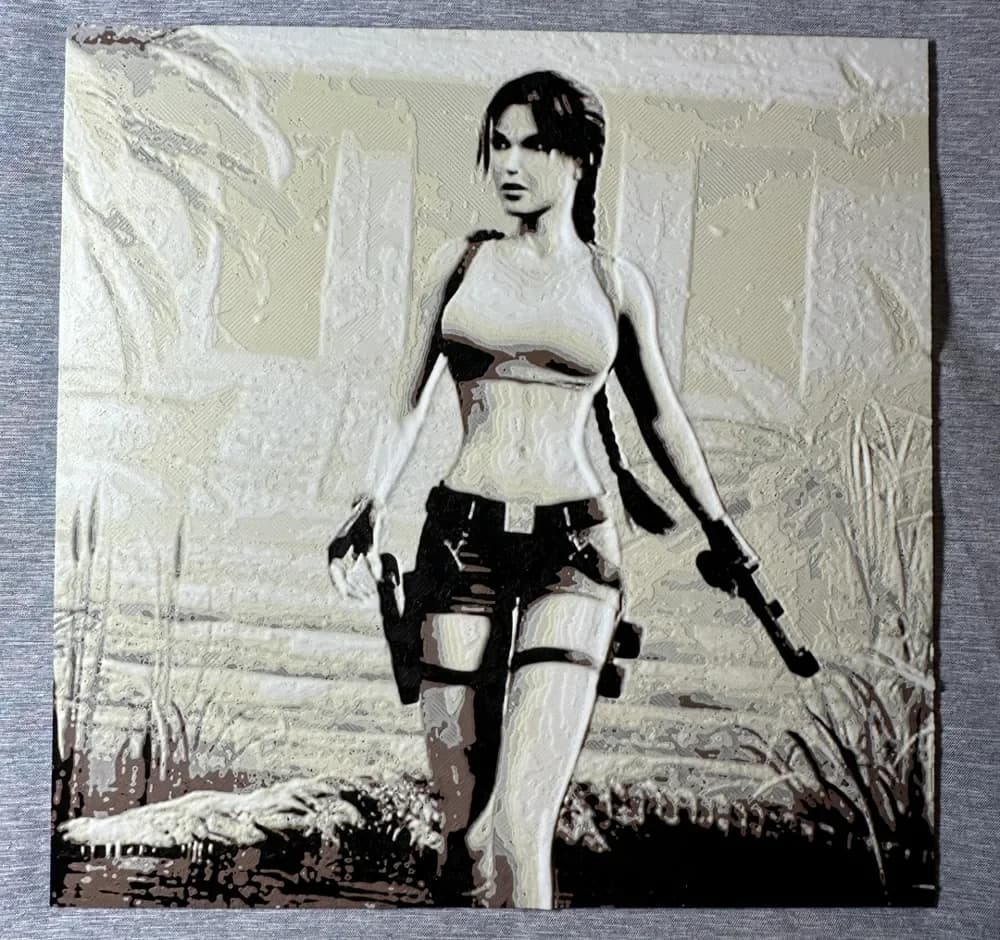 Lara Croft, Tomb Raider, Hueforge by Hey Ben HueForge model: Lara Croft, Tomb Raider, Hueforge by Hey Ben
