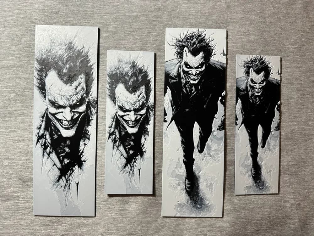 HueForge model: The Joker Hueforge Bookmarks - 2 sizes by Hey Ben