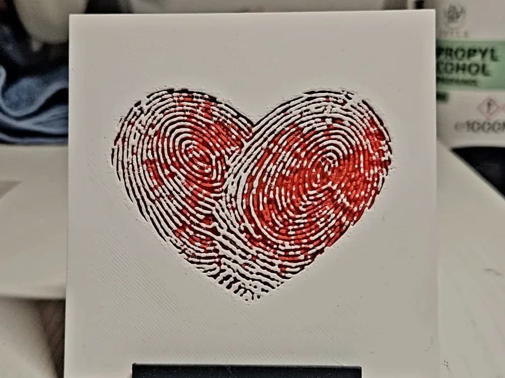 Valentine heart fingerprint by Mano's 3d_Art HueForge model: Valentine heart fingerprint by Mano's 3d_Art