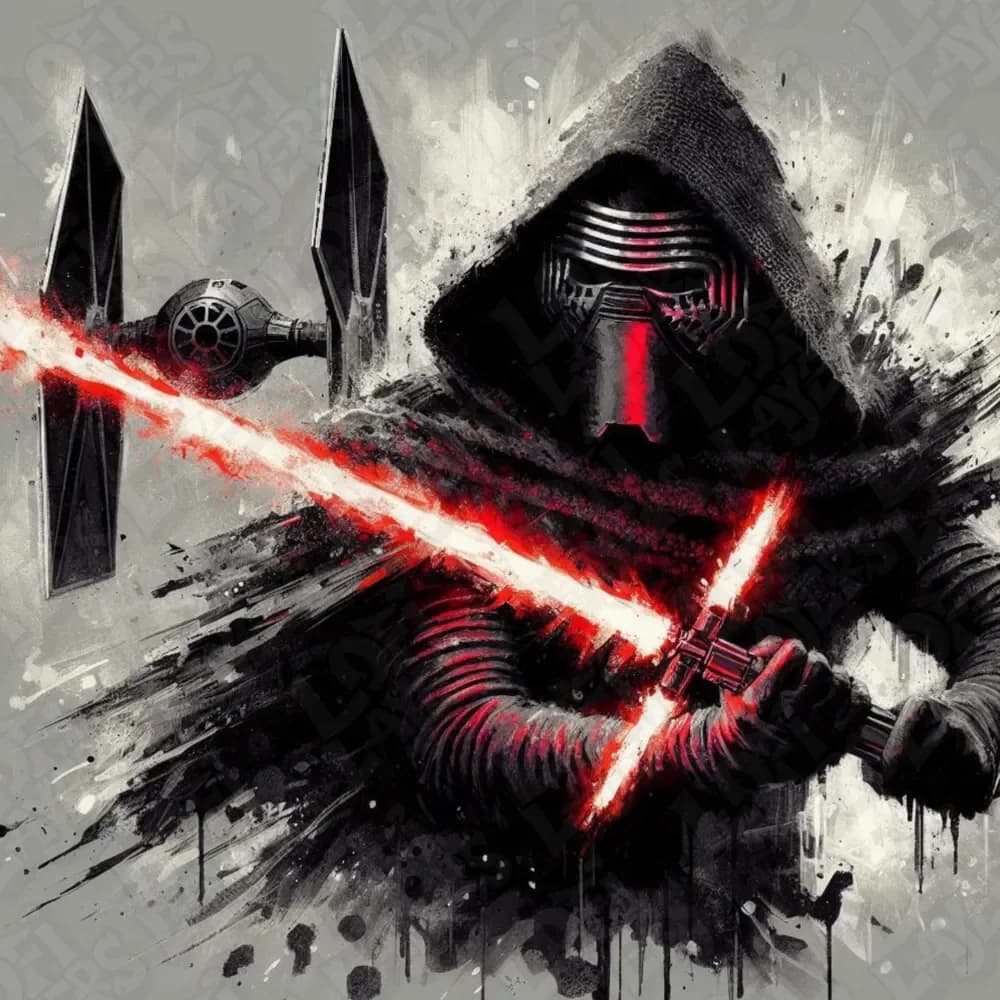 Kylo Ren with TIE Fighter Hueforge by LoFi Layers HueForge model: Kylo Ren with TIE Fighter Hueforge by LoFi Layers