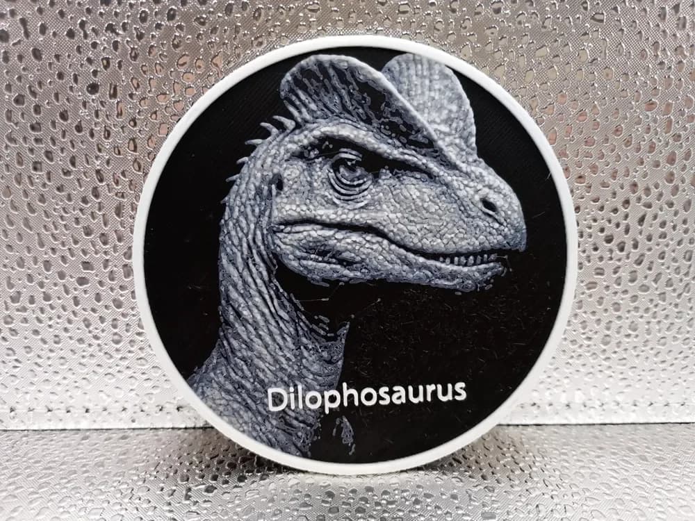 Dilophosaurus Coaster hueforge by Borishotch Industries HueForge model: Dilophosaurus Coaster hueforge by Borishotch Industries