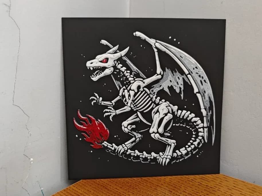 Hueforge Charizard skeleton by Litolunar HueForge model: Hueforge Charizard skeleton by Litolunar