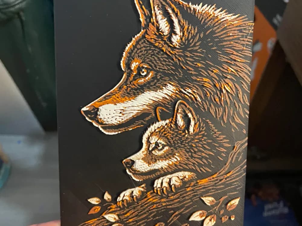 Wolf and Pup Hueforge Wolf and Pup Hueforge