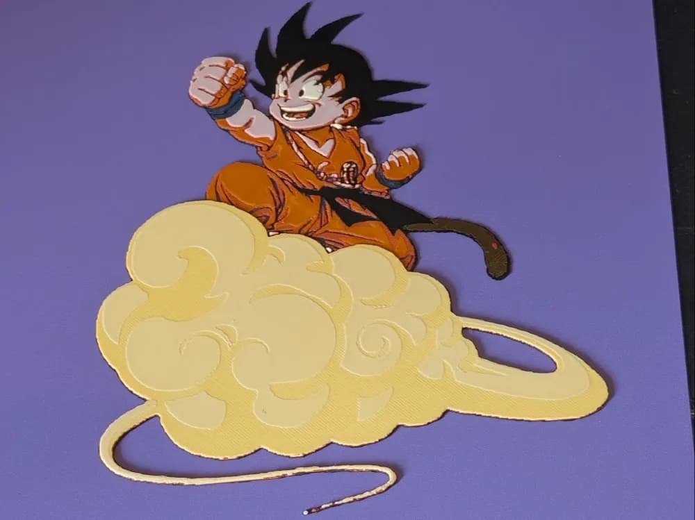 Kid Goku Flying on Nimbus by S0und_Lab HueForge model: Kid Goku Flying on Nimbus by S0und_Lab