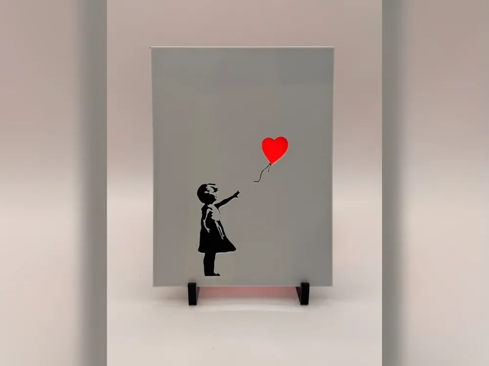 Banksy Red Balloon Hueforge Backlit Panel by Thadius HueForge model: Banksy Red Balloon Hueforge Backlit Panel by Thadius