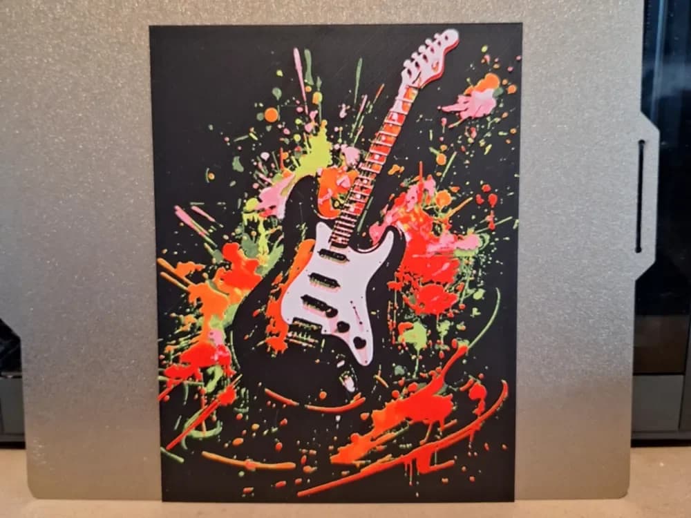 Guitar Splash - Hueforge by 3dGlow HueForge model: Guitar Splash - Hueforge by 3dGlow