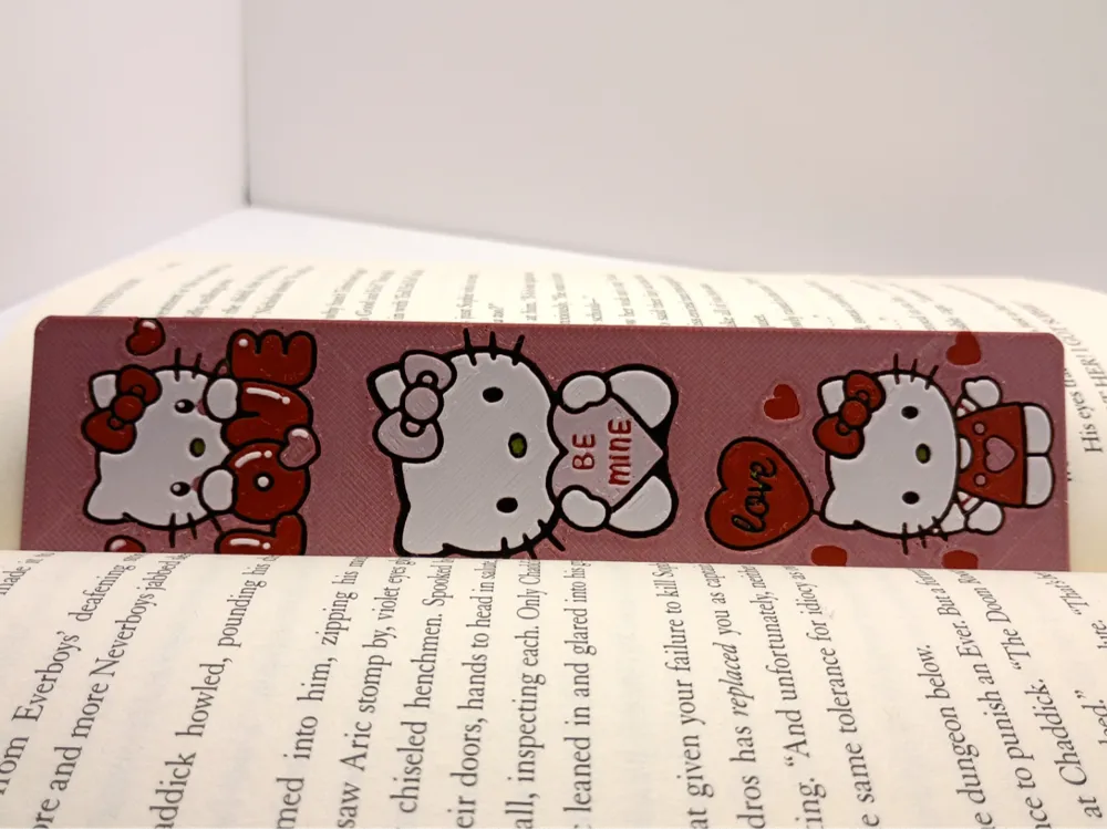 Hello Kitty Valentine's Bookmark by 3djd HueForge model: Hello Kitty Valentine's Bookmark by 3djd