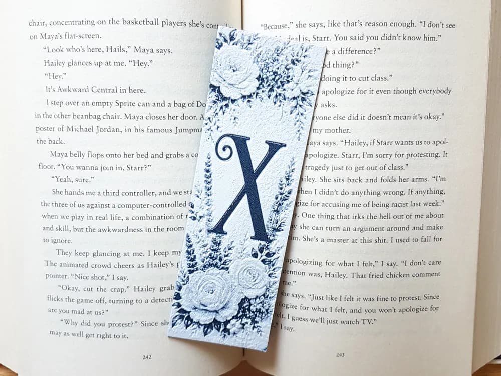 Bookmark, Monogram X, Floral Background, Hueforge Bookmark, Monogram X, Floral Background, Hueforge