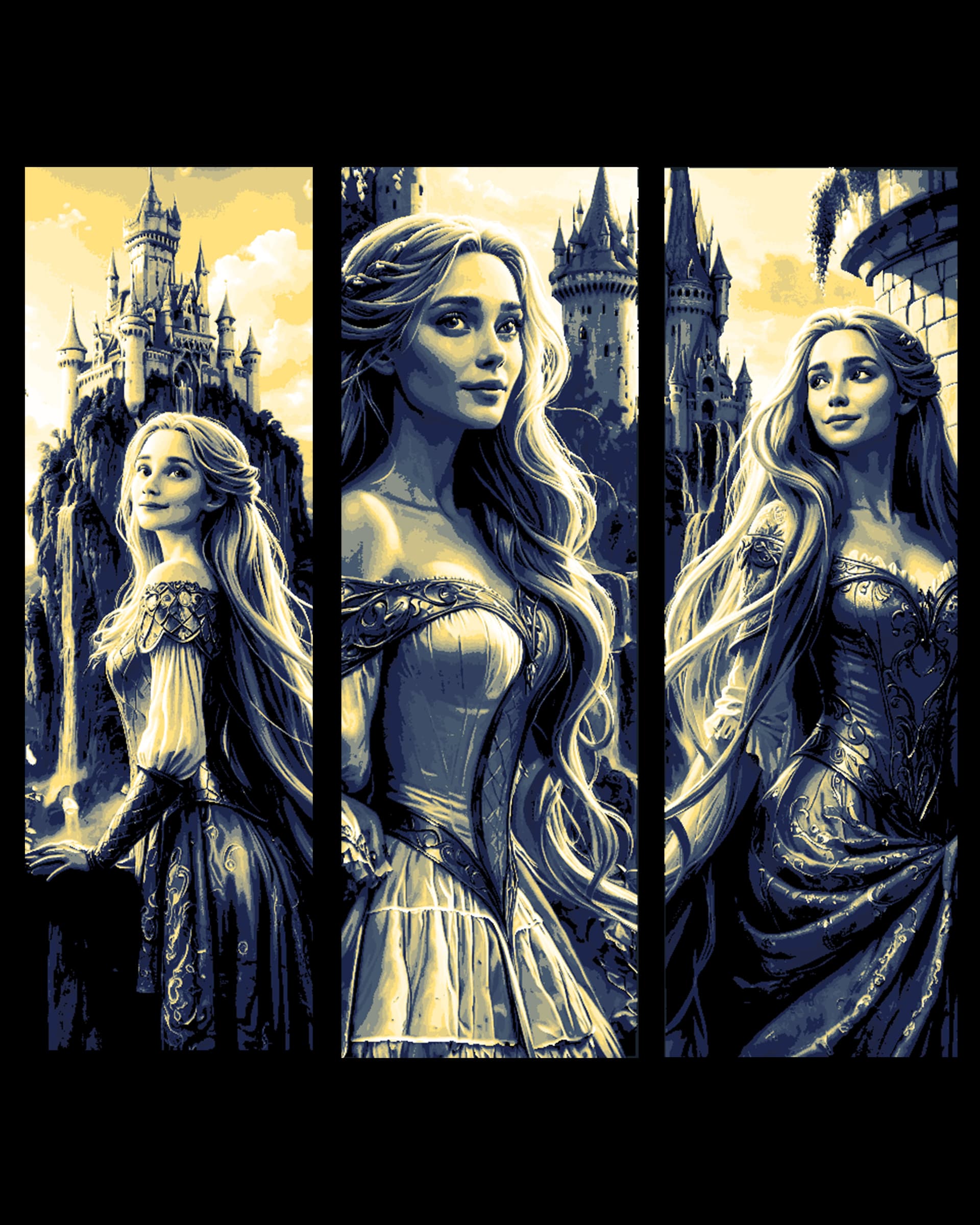 Fairy tale princess Rapunzel in her tower - Set of bookmarks Fairy tale princess Rapunzel in her tower - Set of bookmarks