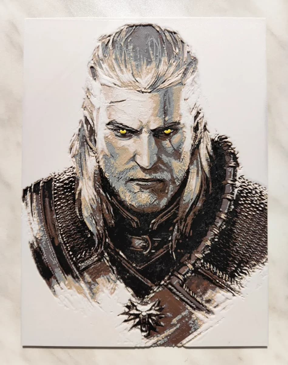 Geralt of Rivia "The Witcher" - Hueforge by BeaN HueForge model: Geralt of Rivia "The Witcher" - Hueforge by BeaN
