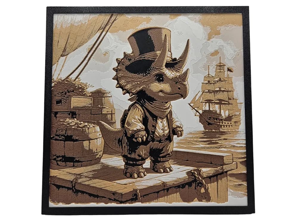 Triceratops Treasure Hunter by Canadian Gamer HueForge model: Triceratops Treasure Hunter by Canadian Gamer