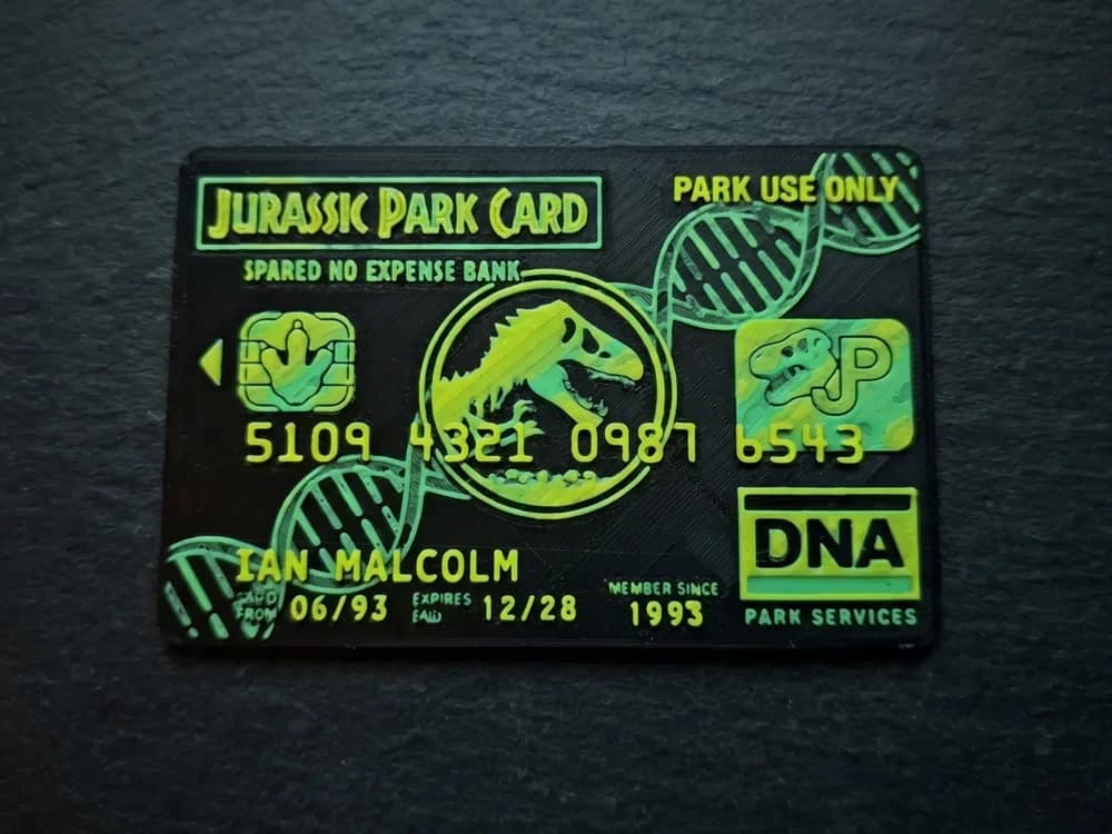 Jurassic Park Card - 3 colours by LED HueForge model: Jurassic Park Card - 3 colours by LED