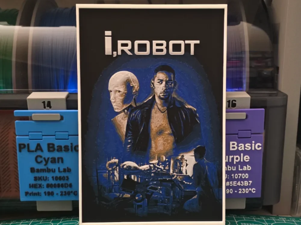 I, Robot Movie Poster – Hueforge Art by Lumpy3D HueForge model: I, Robot Movie Poster – Hueforge Art by Lumpy3D