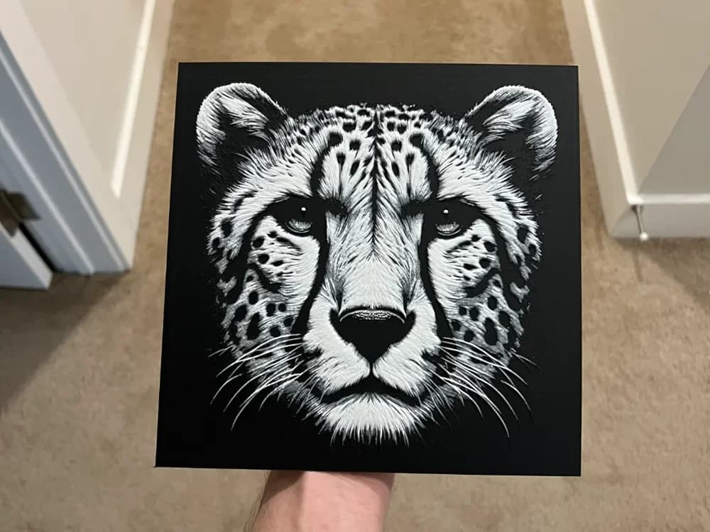 Cheetah Face Hueforge by RP47 Designs HueForge model: Cheetah Face Hueforge by RP47 Designs