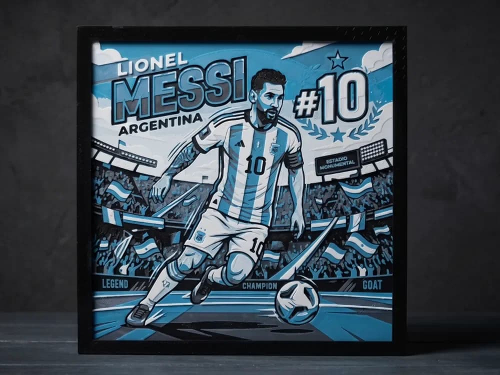 Messi #10 Argentina - Hueforge by LED HueForge model: Messi #10 Argentina - Hueforge by LED
