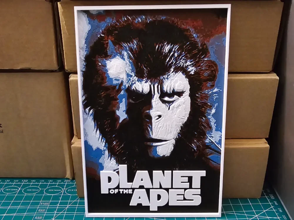 Planet of the Apes Movie Poster - Hueforge Art by Lumpy3D HueForge model: Planet of the Apes Movie Poster - Hueforge Art by Lumpy3D