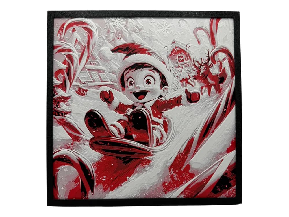 HueForge model: Elf on the Shelf - Candy Cane Sledding by Canadian Gamer