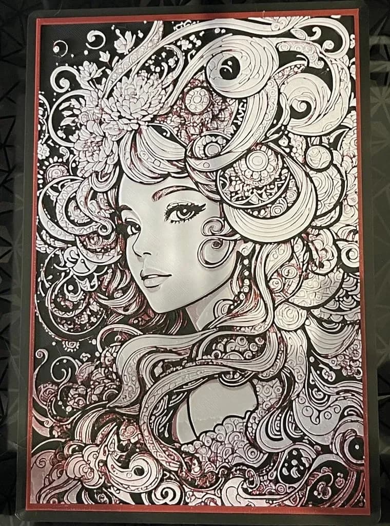 HueForge model: Line Art Girl - Hueforge Print by cyanidesugar