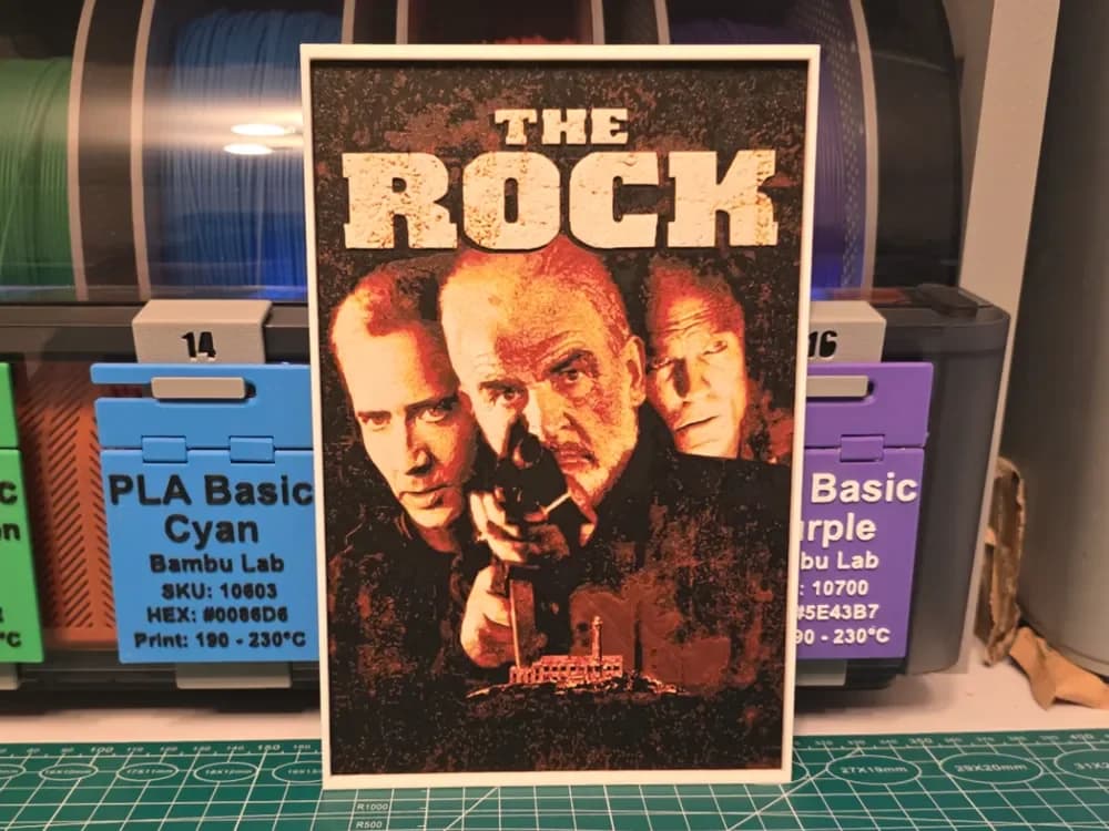 The Rock Movie Poster - Hueforge Art by Lumpy3D HueForge model: The Rock Movie Poster - Hueforge Art by Lumpy3D
