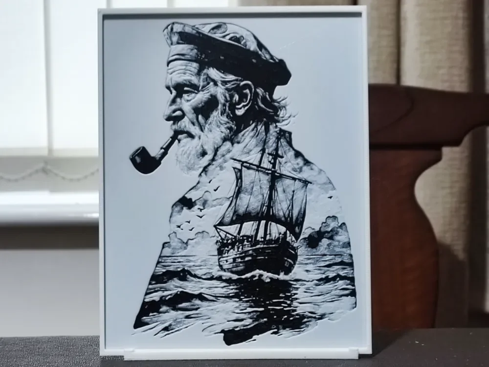 HueForge model: Double Exposure The Sailor - HueForge 2 Color by BoDad