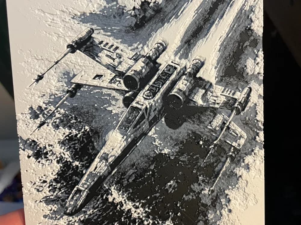 Star Wars X Wing Hueforge by Advancedtechworldwide HueForge model: Star Wars X Wing Hueforge by Advancedtechworldwide
