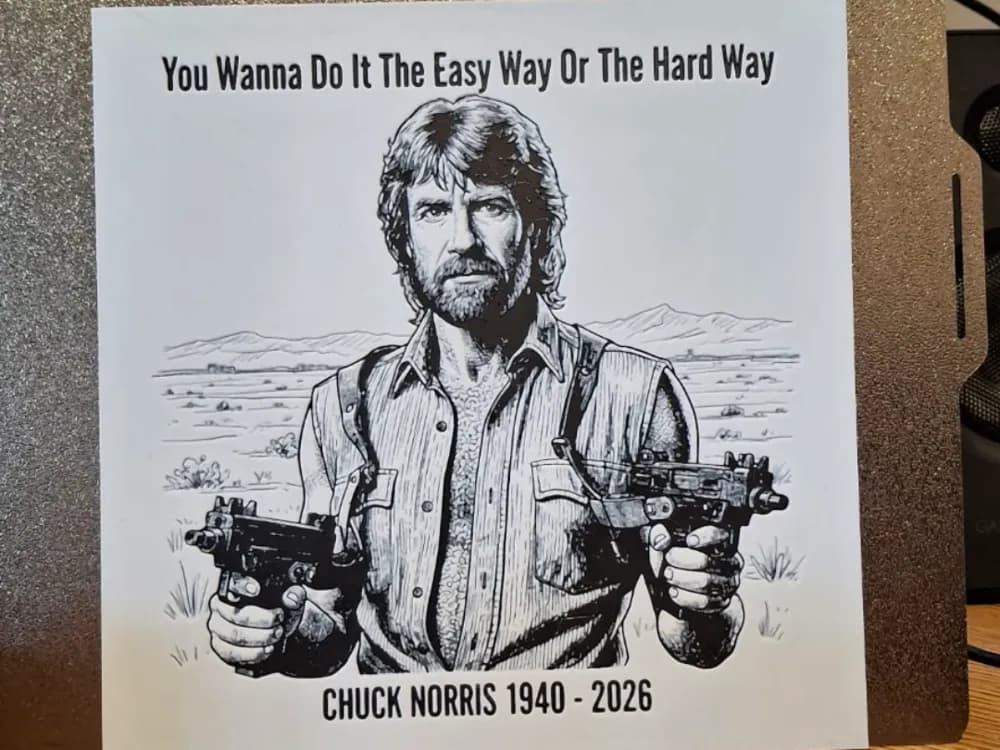 Chuck norris - Easy way or hard way - Hueforge by 3dGlow HueForge model: Chuck norris - Easy way or hard way - Hueforge by 3dGlow