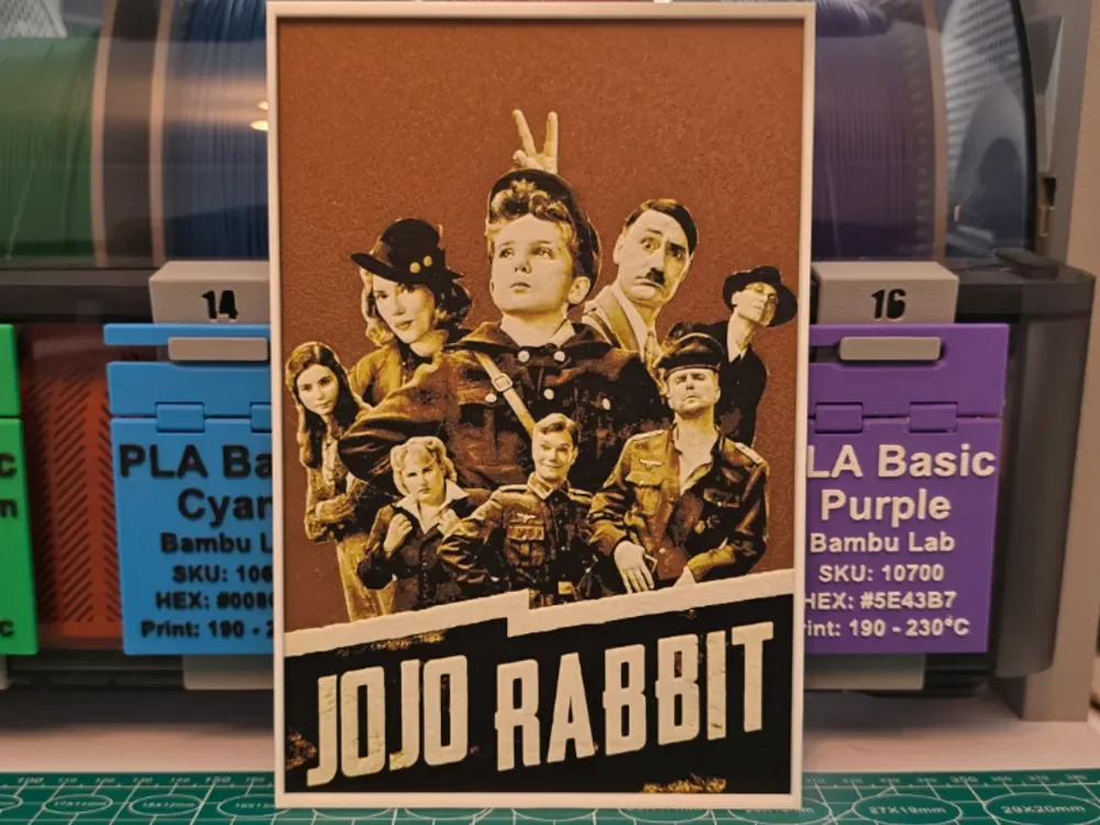 Jojo Rabbit Movie Poster - Hueforge Art by Lumpy3D HueForge model: Jojo Rabbit Movie Poster - Hueforge Art by Lumpy3D