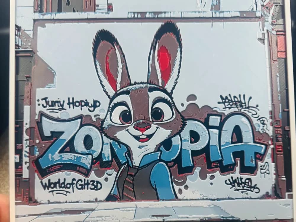 Street Art Judy Hopps by World of Glt 3d HueForge model: Street Art Judy Hopps by World of Glt 3d
