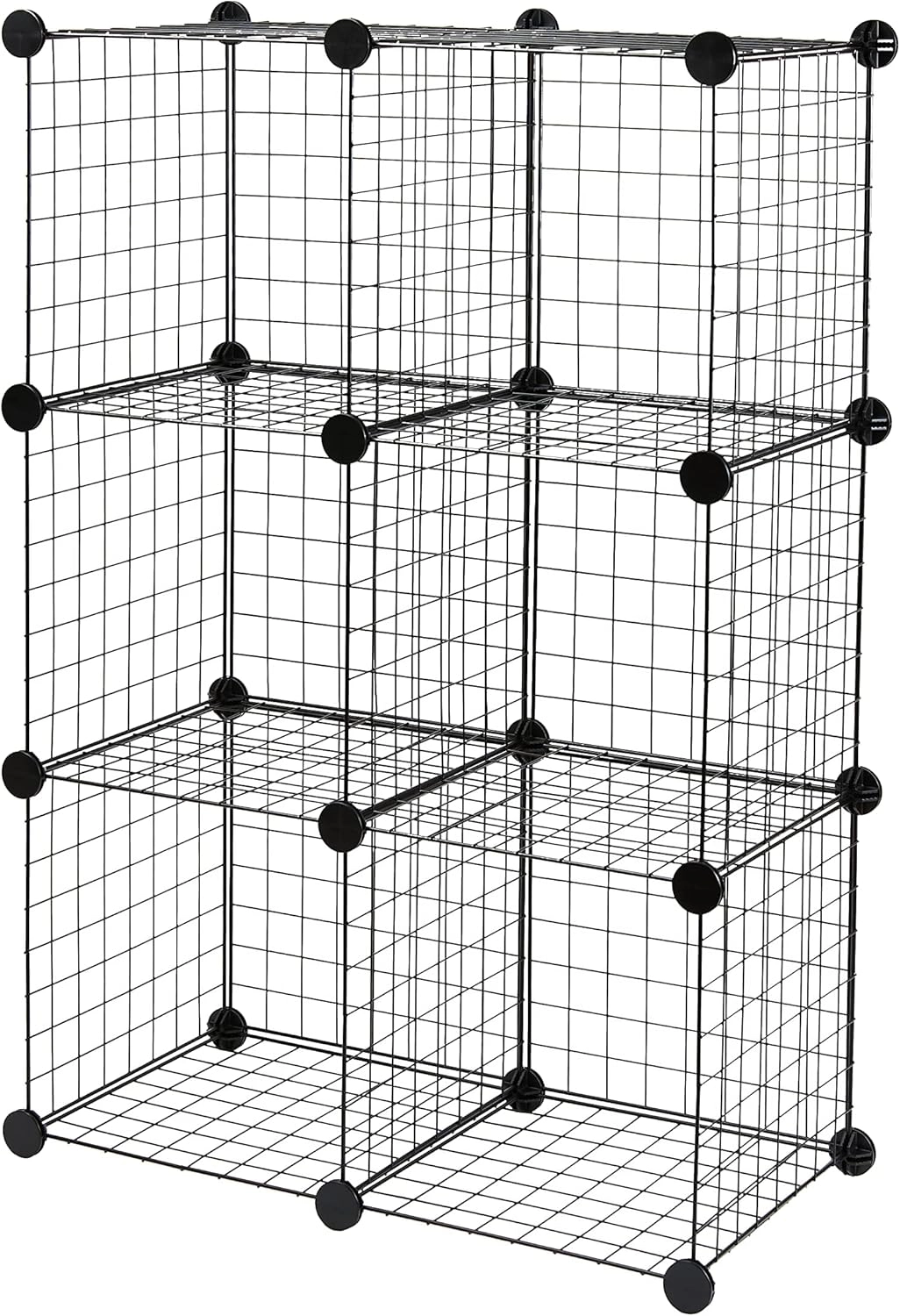 Wire grid cube shelving configured as a display wall for prints